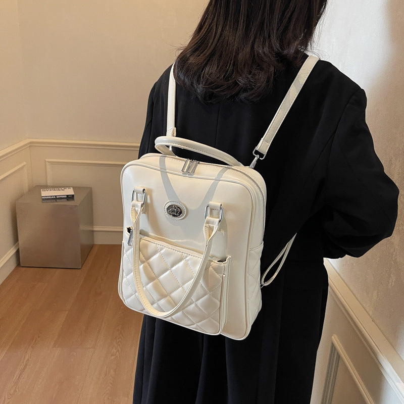 Cross-border direct sales casual backpack 2025 new fashion Korean version pu student bag portable shoulder messenger bag