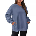 women's relaxed fit crewneck sweatshirt - autumn/winter casual top, european & american street style