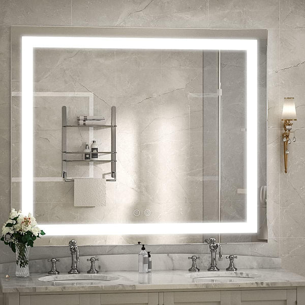 Cross-border hotel project LED smart touch bathroom mirror with light, toilet wall-mounted cosmetic mirror Anti-fog mirror