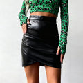 Pleated bodycon mini skirt - women's sexy pu leather skirt - cross-border independent store - us/eu sizes - nightclub style - zipper closure