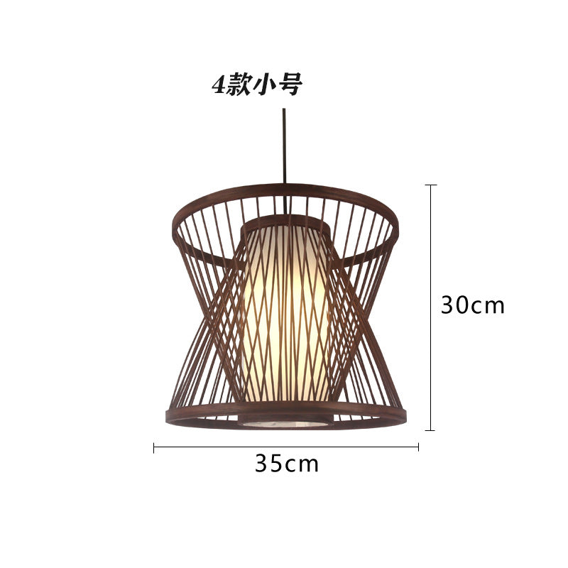 Bamboo woven bamboo art chandelier creative antique Japanese personality retro Zen tea house hotel restaurant box bed and breakfast chandelier