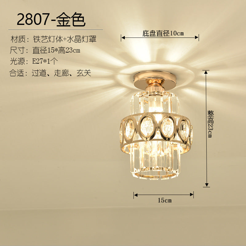 [Strict selection] American crystal small chandelier corridor decorative lighting entrance cloakroom ceiling modern LED light