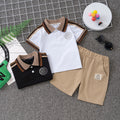 summer children's clothing: kids' short-sleeve polo shirt + t-shirt shorts 2-piece set, trendy wholesale for toddlers and young children