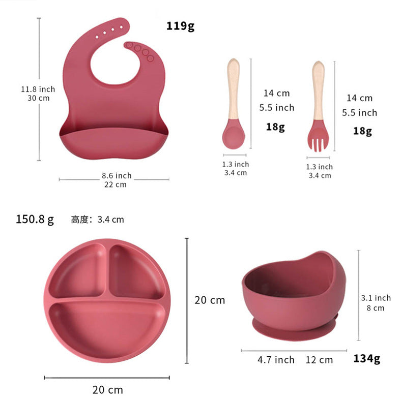 Cross-border children's silicone plate set Baby complementary food grid plate Love plate Maternal and infant feeding tableware set