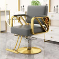 Reinforced armrests dark gray leather/electroplated gold disc