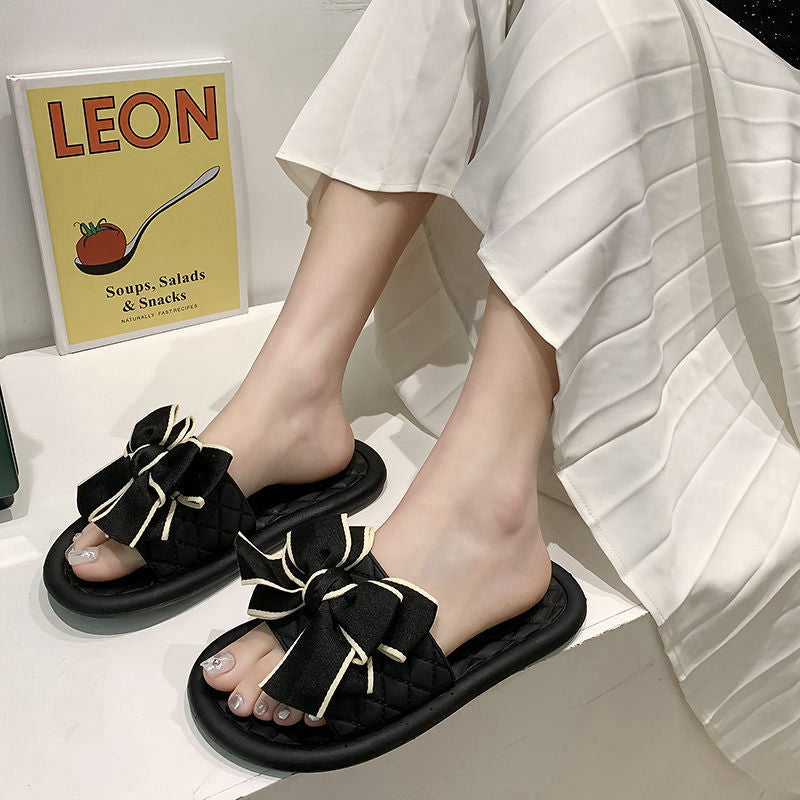 Bowknot slippers women's summer outwear new arrivalfashion women's shoes inseasiest for match beach shoes women's home shoes flip flop women