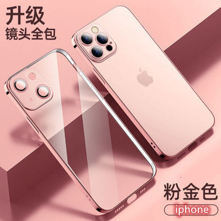 Suitable for iphone 17 pro max electroplated lens film phone case soft apple 15 transparent protective cover anti-fingerprint