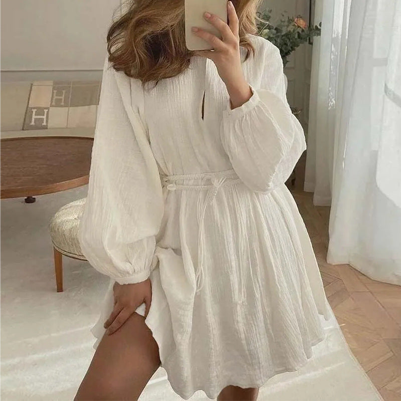 european and american export women's clothing: new summer skirt - fashionable and elegant v-neck tie-waist mini dress