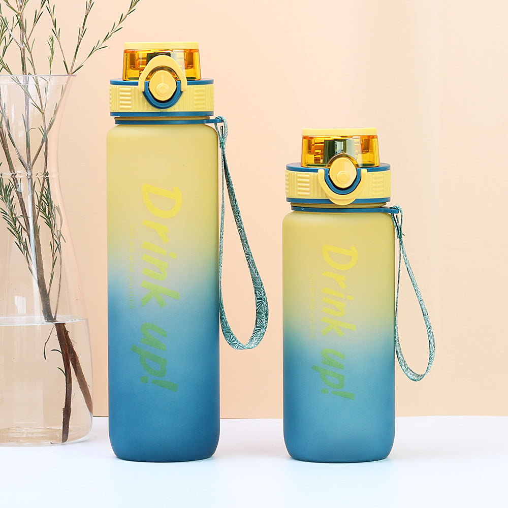 Factory customized cross-border gradient plastic water bottle - portable, large capacity, for outdoor sports and fitness