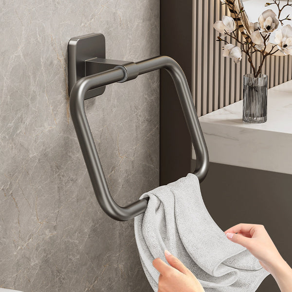Gun gray bathroom towel ring space aluminum towel hanger bathroom hand towel ring washstand wall hanging round hanging ring