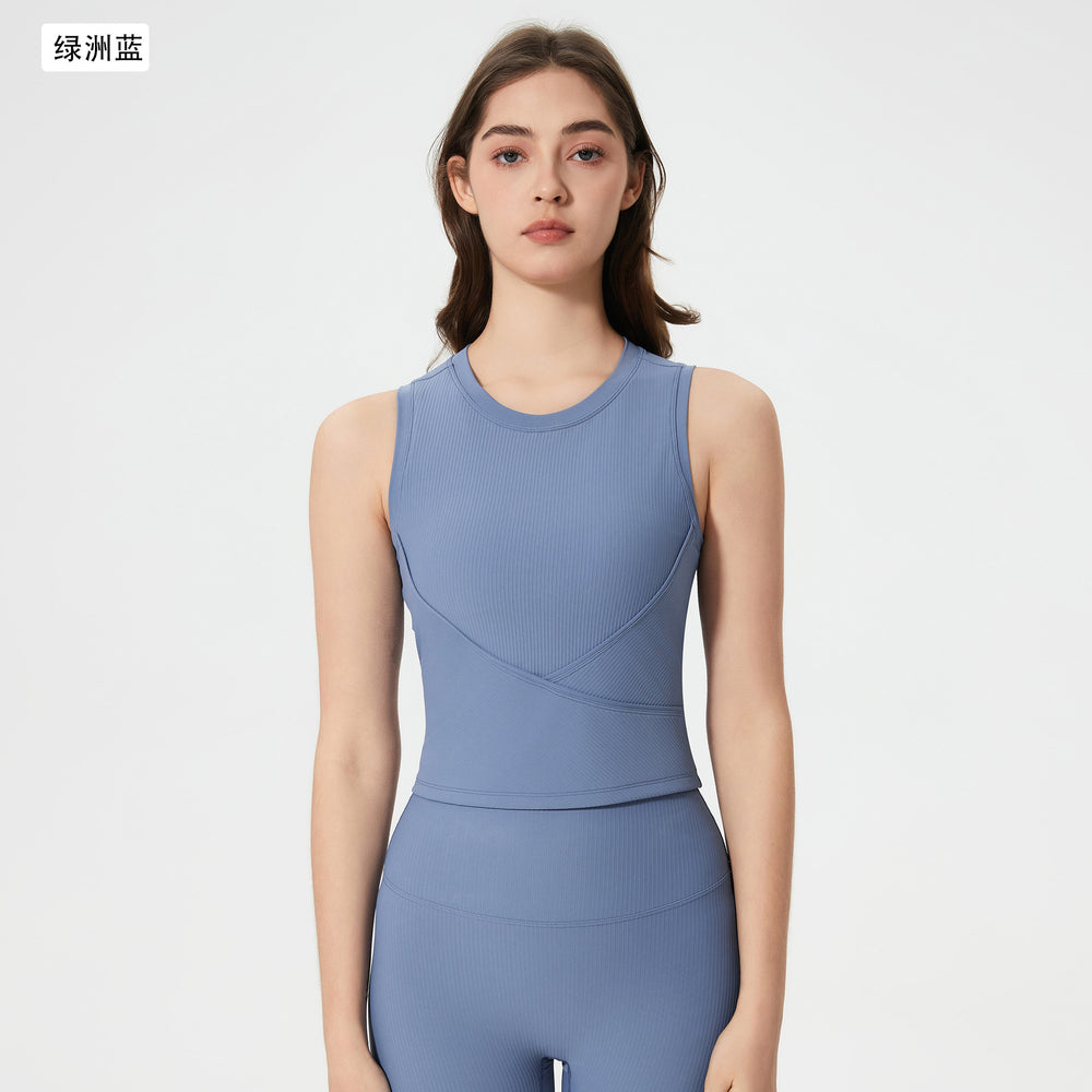 Spring/summer new high-elasticity padded sleeveless yoga top - push-up, shockproof, running & fitness sports bra for women - d25041