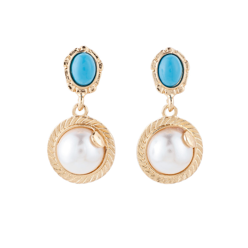 European and american cross-border jewelry: trendy enamel & faux pearl earrings - fresh, geometric, and high-end stud earring sets for women