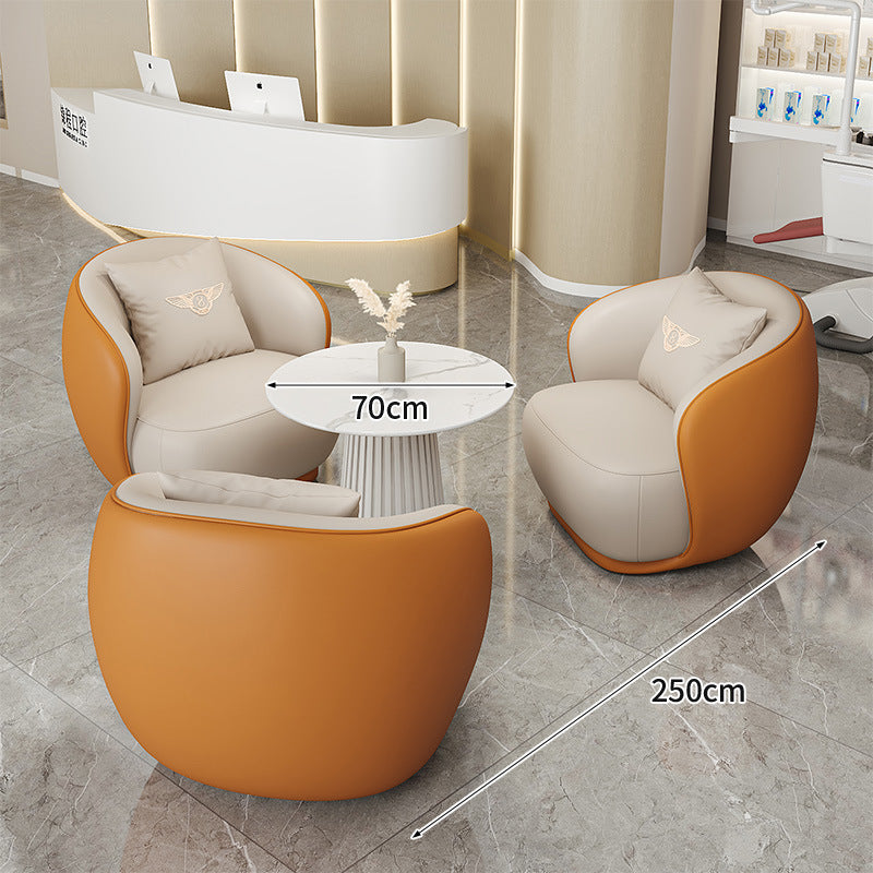 Cream style normcore slate leather corner table modern living room round small apartment size round coffee table sofa combination