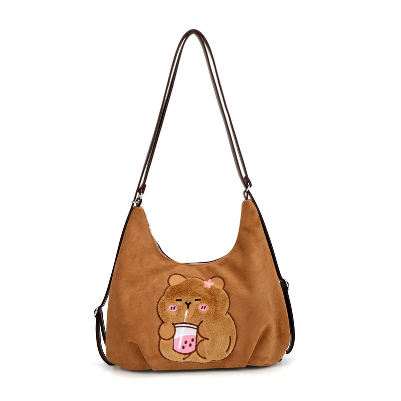 Cute girl tote bag 2024 autumn and winter new versatile commuter backpack cartoon fashion shoulder messenger bag