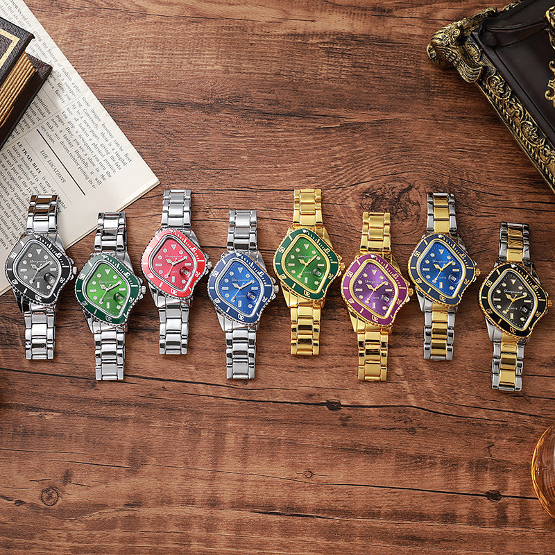 twisted water ghost suit alloy steel belt waterproofcasual watch hip hop quartz watch factory direct sales wholesale