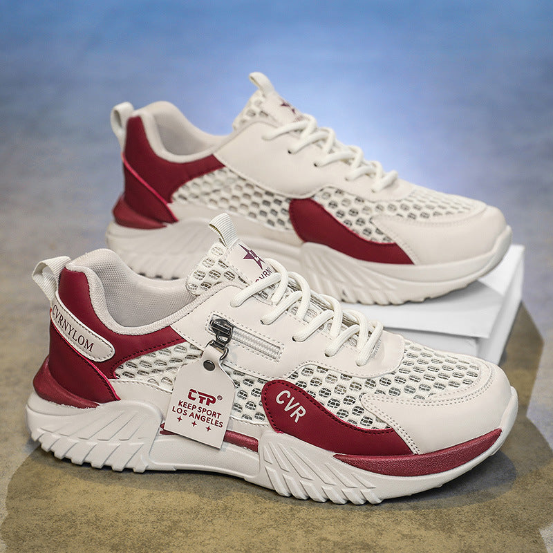Men's athletic shoes 2026 new summer mesh breathable running shoes anti-slip wear-resistant chunky sole height increasing dad sneakers