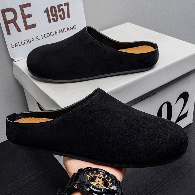 Soft bottom mule slippers for men winteroutwear old money style lazy casual slip-on men's birkenstock shoes toe-cap half drag