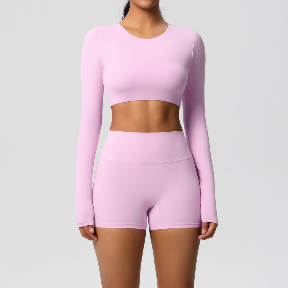 New arrival: european and american style solid color double-sided brushed breathable compression yoga set - 8 piece activewear set for running and fitness
