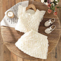 summer cross-border e-commerce 3d mesh wave patchwork top + skirt two-piece set girls' outfit