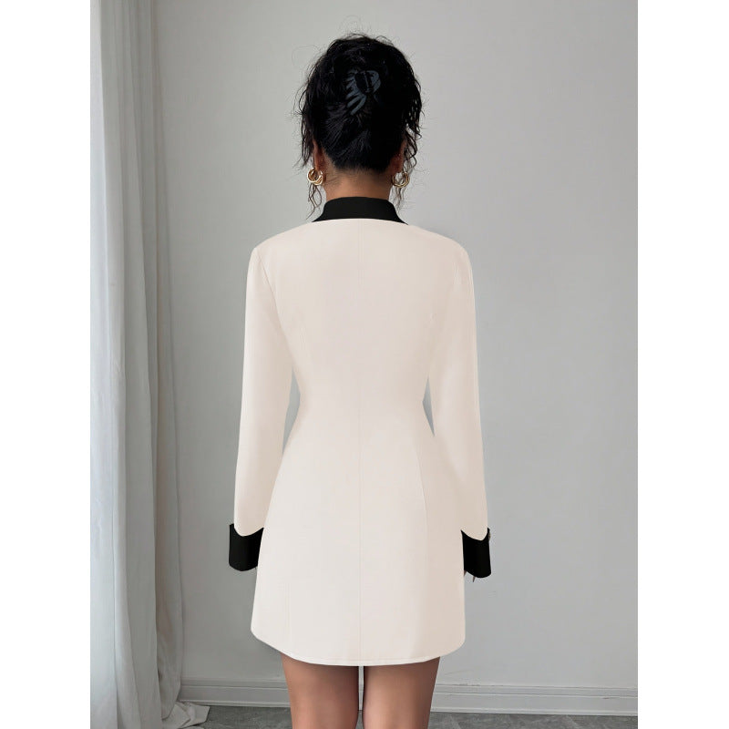 Women's autumn french chic double-breasted mini dress - perfect for parties & gatherings