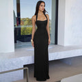 summer new arrival: independent e-commerce platform european and american style women's sexy halter neck slim-fit patchwork backless bodycon dress
