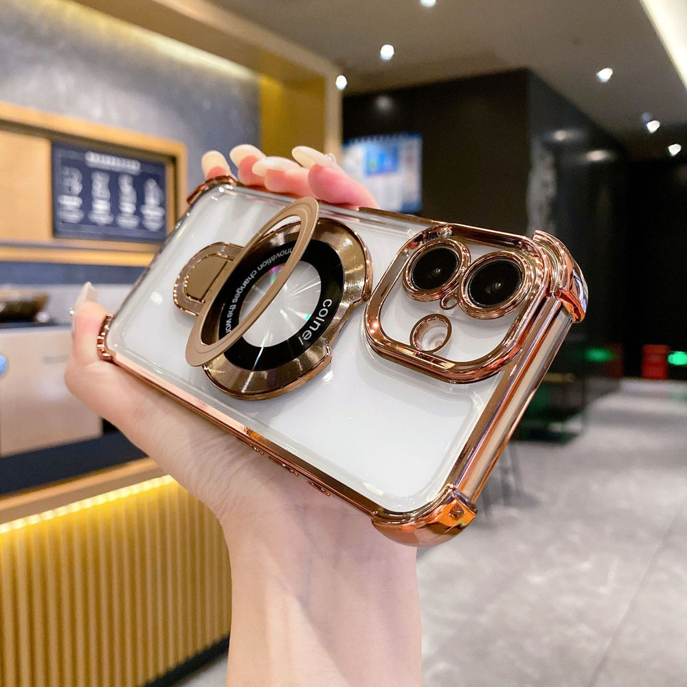Suitable for iphone16 shockproof mobile phone case 17 excellent shield bracket magnetic suction apple 15promax four-corner anti-fall sheath