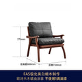 Genuine leather solid wood single sofa chair - minimalist designer armchair for study or living room - walnut finish