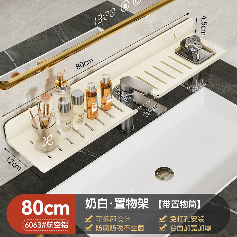 Washstand Shelf Mirror Front Faucet Washstand Washbasin Wall Hanging No Punching Storage Bathroom Toilet