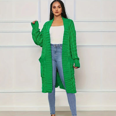 S390865 autumn/winter fashion knit cardigan - women's mid-length sweater coat