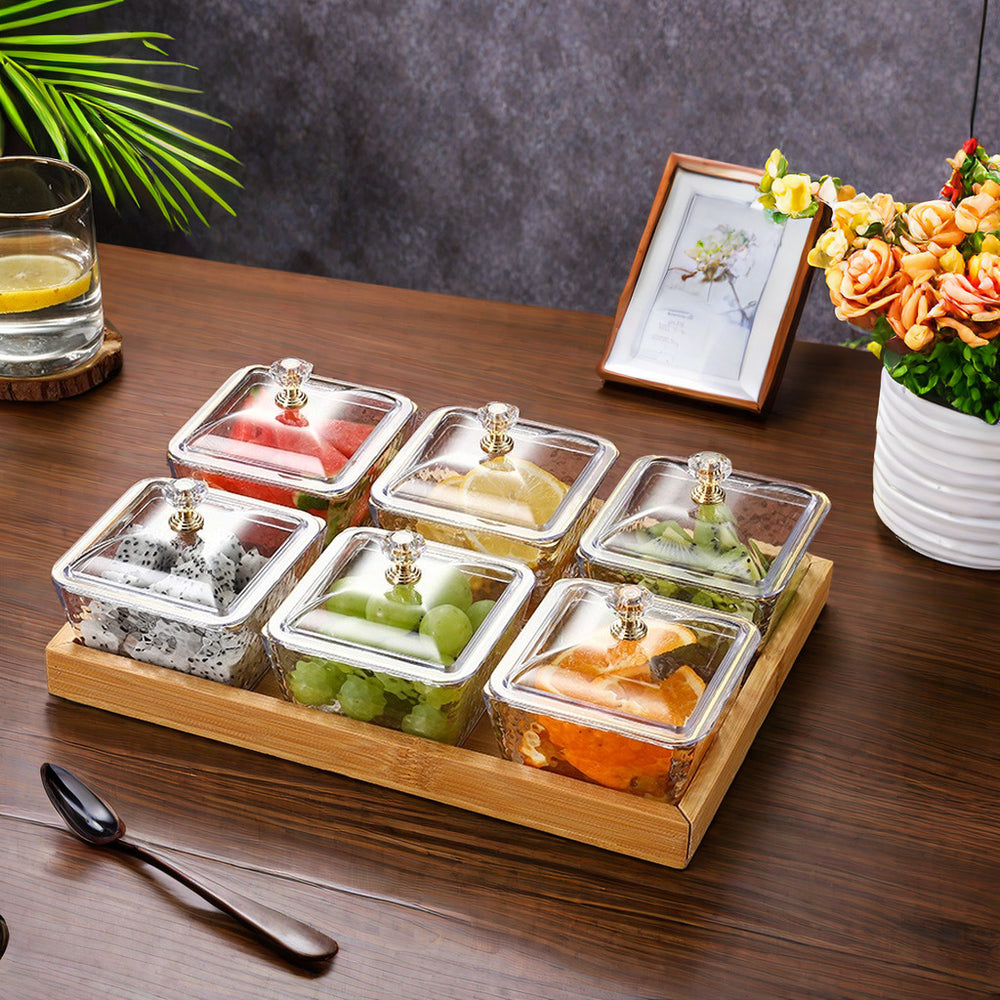 Fruit platter bar ktv snack platter acrylic snack plate melon seed plate divided grids dried fruit plate suit restaurant commercial