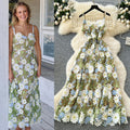 High-end women's luxury party dress: exquisite colorful hollow-out crochet lace camisole dress with cinched waist - summer  collection