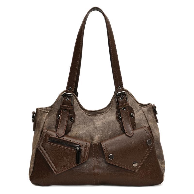 Retro style large-capacity bag women's 2025 autumn and winter new women's bag handbag versatile messenger bag soft leather tote bag