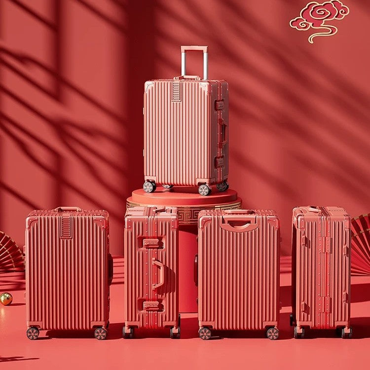 Marriage suitcase Women's 20-inch dowry trolley case Red box Bridal dowry case Large capacity password box