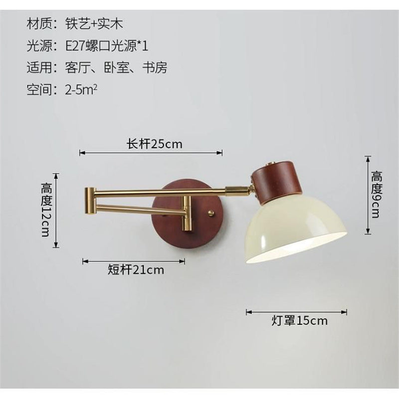 Bedside wall lamp hanging wall lamp creative casual study learning foldable telescopic rotate rocker arm lamp