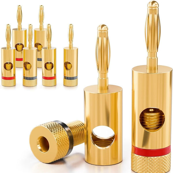 Banana head socket 4MM gold-plated solder-free audio speaker, power amplifier plug, speaker cable connector, red circle, black
