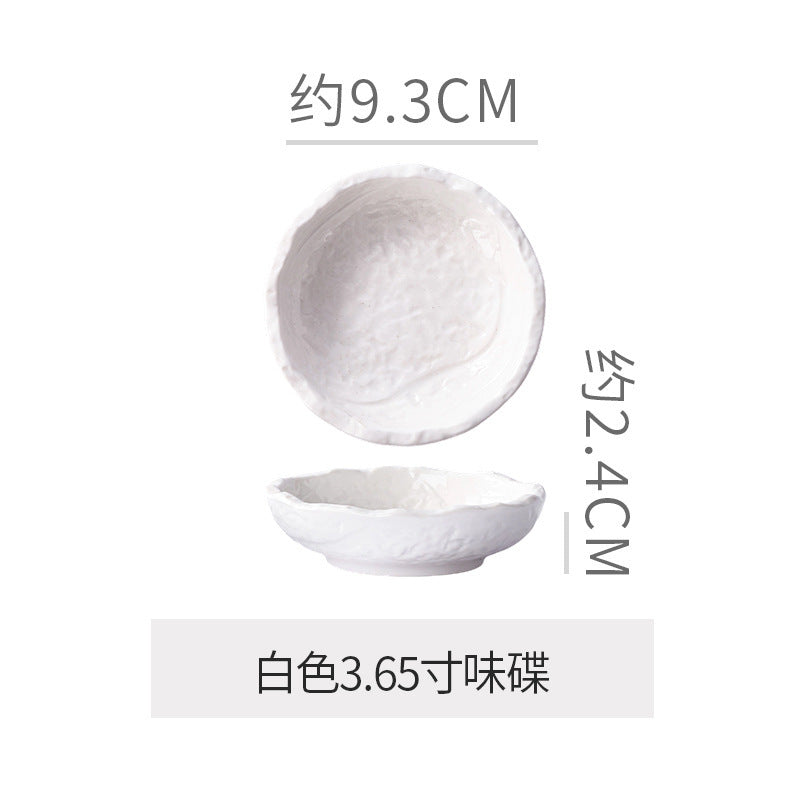 Rock texture minimalist ceramic western dinnerware black and white bowls plates dishes restaurant hotel high-end plating fruit salad bowl