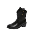 autum medium heel pointed toe thick sole short boots women's large size 40-43 foreign trade cross-border women's boots martin boots retro ankle