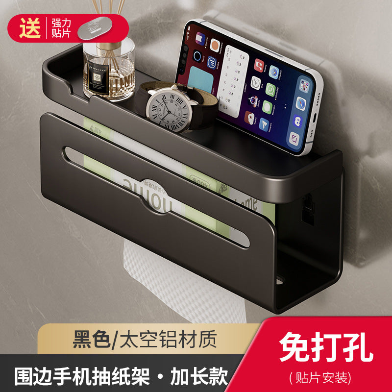 No punching tissue box Wall-mounted toilet Extended toilet Napkin paper drawing Mobile phone Kitchen toilet paper rack