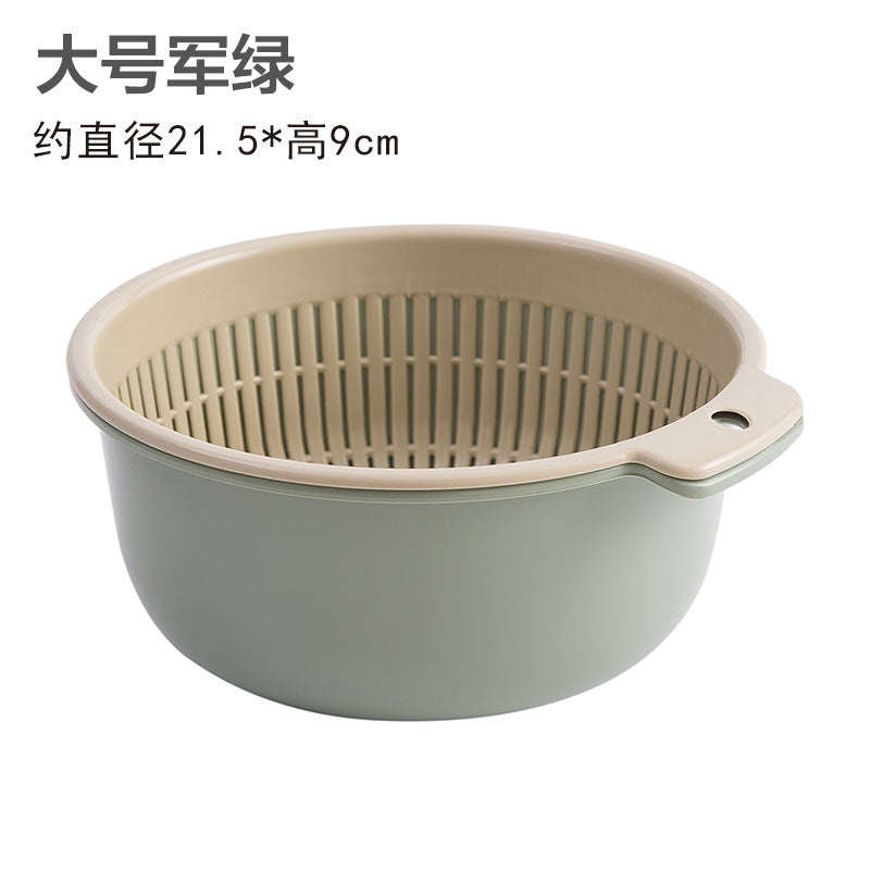 Double-layer sink drain basket six-piece set kitchen living room for home fruit washing plate casual plastic rice washing basket