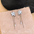 Japanese and korean zircon mint ice flower earrings for women spring and summer niche design tassel earrings 2026 new earrings