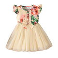 summer cross-border children's wear: new girls' bowknot patchwork floral print dress with mesh skirt