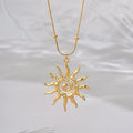 New arrivalfashion stainless steel hammer pattern spiral sun pendant necklace accessible luxury titanium steel clavicle chain high-end cross-border