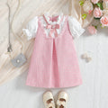 cross-border hot-selling lace bow preppy chic baby girl faux two-piece chanel-inspired princess dress