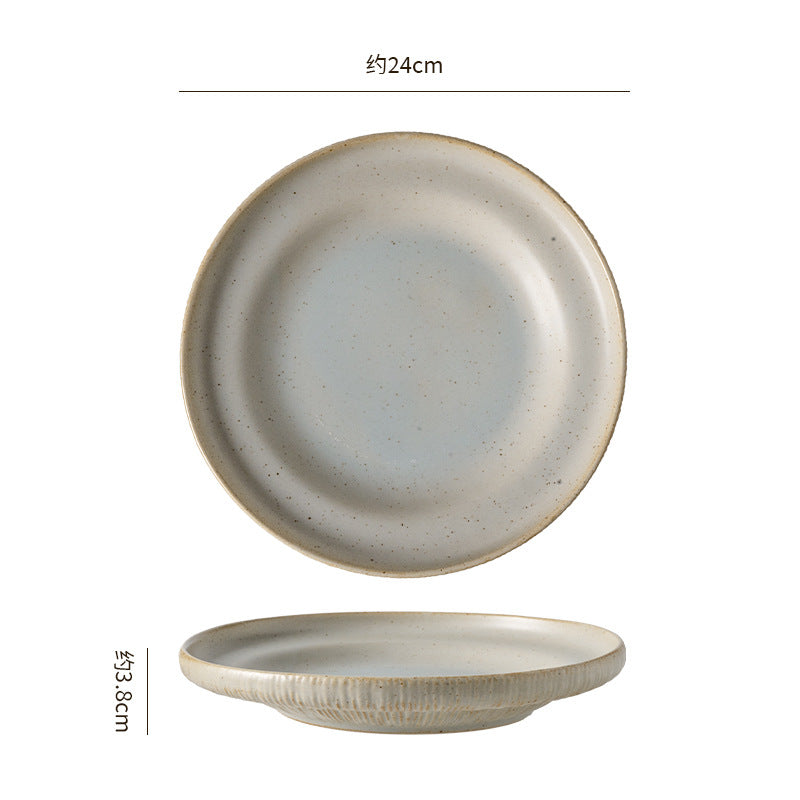 Retro kiln line pattern high-looking tableware restaurant hotel stylish display dessert plate steak plate for home dish plate