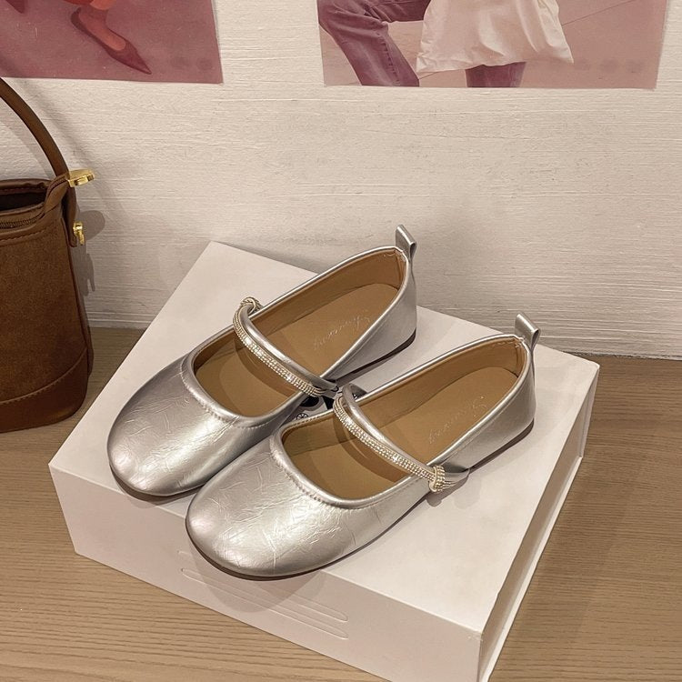french chic flats: women's  autumn new arrivals - mary janes, flat, soft style, solid color