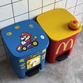 Maimai trash can with lid, cute and childlike, for home, living room, bedroom, silent, large capacity, bathroom, kitchen