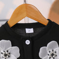 Girls' two-piece set: 3d floral long-sleeve cardigan + skirt outfit