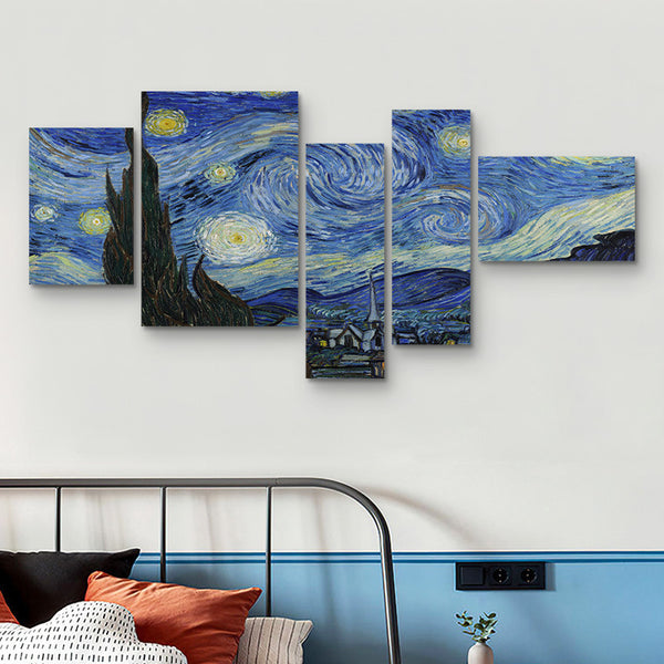 Starry sky painting Van Gogh world famous painting living room sofa background wall mural bedroom bedside pentagram wall decoration painting
