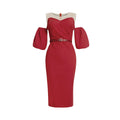 Plus size women's fashion: european & american style african-inspired dress - puff sleeve, off-the-shoulder, sexy bodycon midi dress with belt