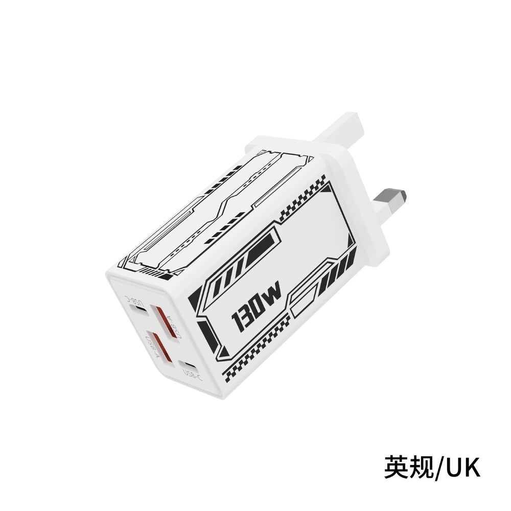 130w multi-port charger 2usb+2pd mecha plug suitable for apple huawei us standard european standard charger